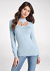 Cropped front view Cutout Ring Detail Sweater