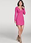 Full Front View Ribbed Henley Dress