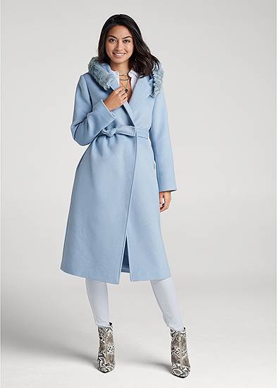 Long Belted Coat With Hood