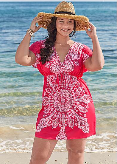 Plus Size Printed Cover-Up Dress