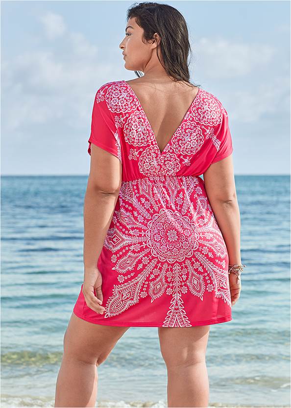 Back View Printed Cover-Up Dress