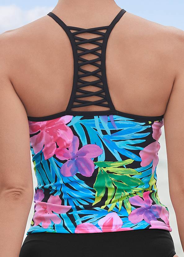 Detail back view Strappy Back Tankini Top