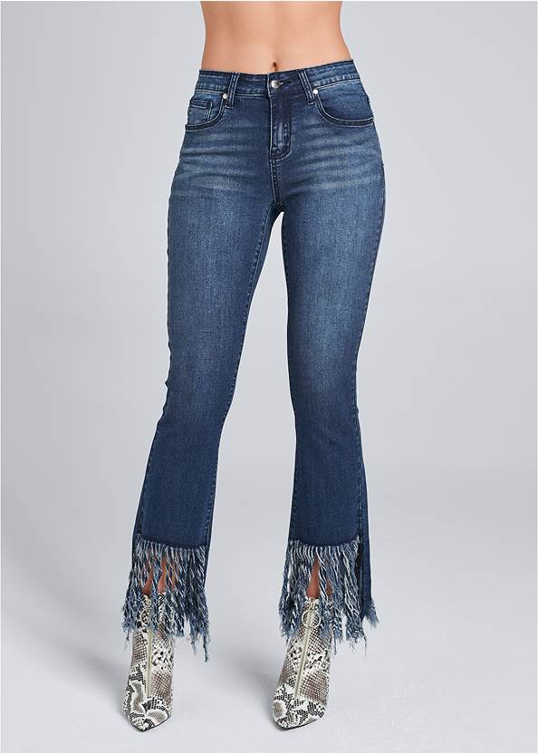 Waist down front view Frayed Hem Jeans