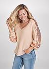 Cropped front view Sequin Waffle Knit Top