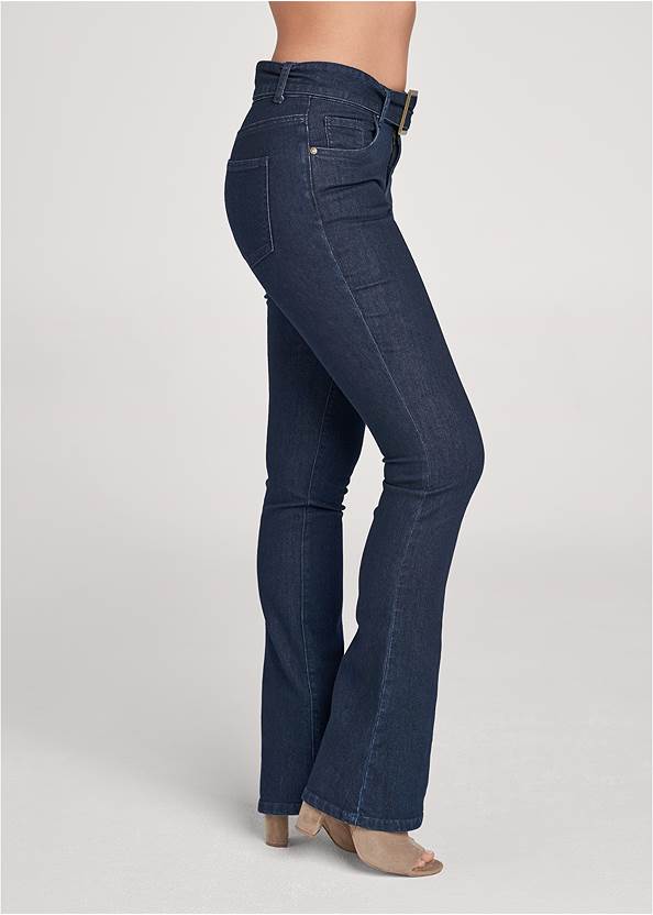 Waist down side view Belted Bootcut Jeans