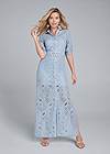 Full front view Lace Button Down Maxi Dress