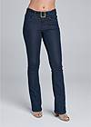 Waist down front view Belted Bootcut Jeans