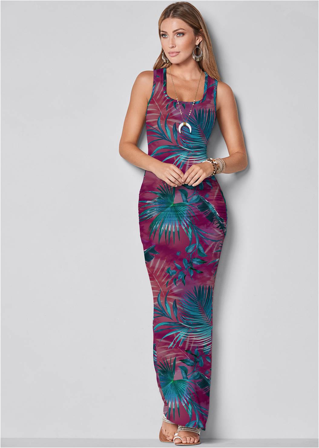 Maxi Dress: Palm Print Maxi Dress | VENUS