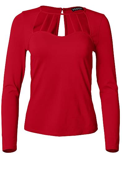 Plus Size Long Sleeve Strappy Top