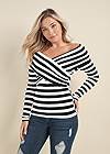 Cropped front view Stripe Off-The-Shoulder Top