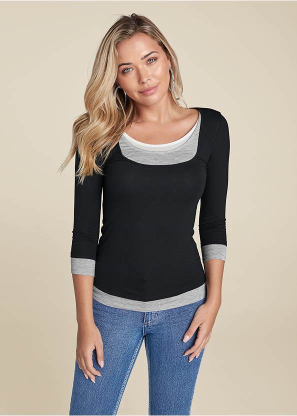 Cropped front view Layered Casual Top