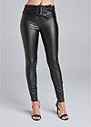 Cropped Front View Belted Faux-Leather Pants