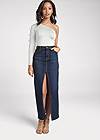Front View Front Slit Jean Maxi Skirt