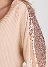 Detail front view Sequin Waffle Knit Top