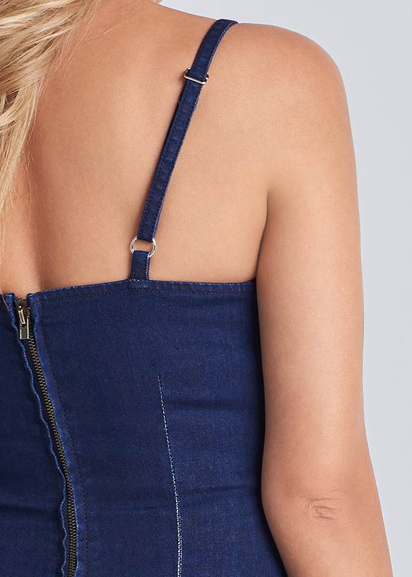 Detail back view Embroidered Denim Dress