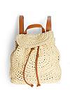 Front View Boho Straw Backpack