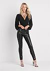 Front View Ponte Faux-Leather Leggings