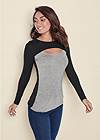 Cropped front view Color Block Casual Top
