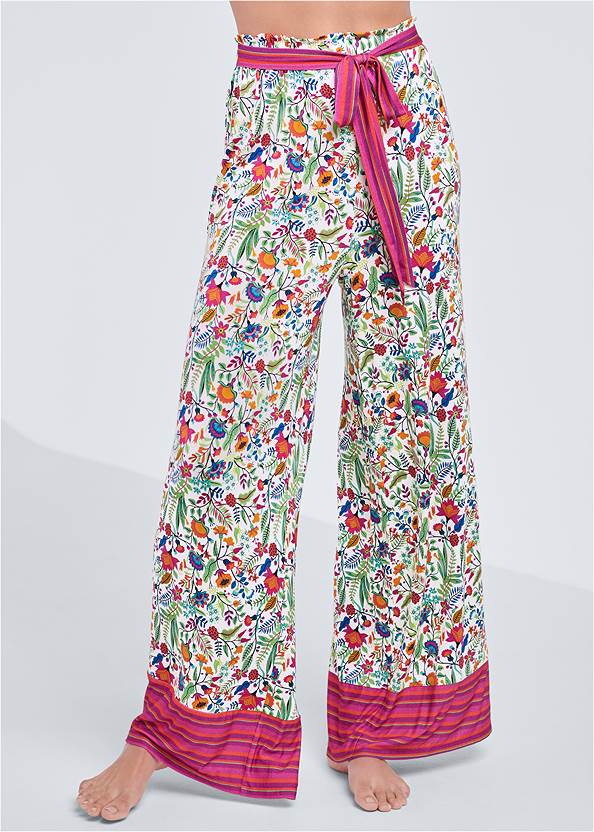 Cropped Front View Tie Pajama Pants