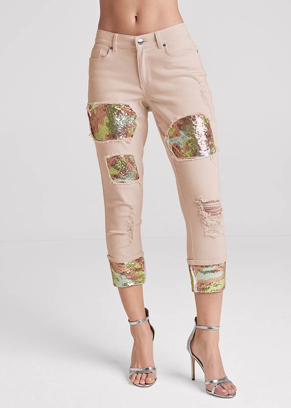 Alternate View Cropped Sequin Camo Jeans