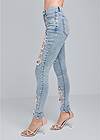 Waist down side view Sequin Mesh Detail Jeans