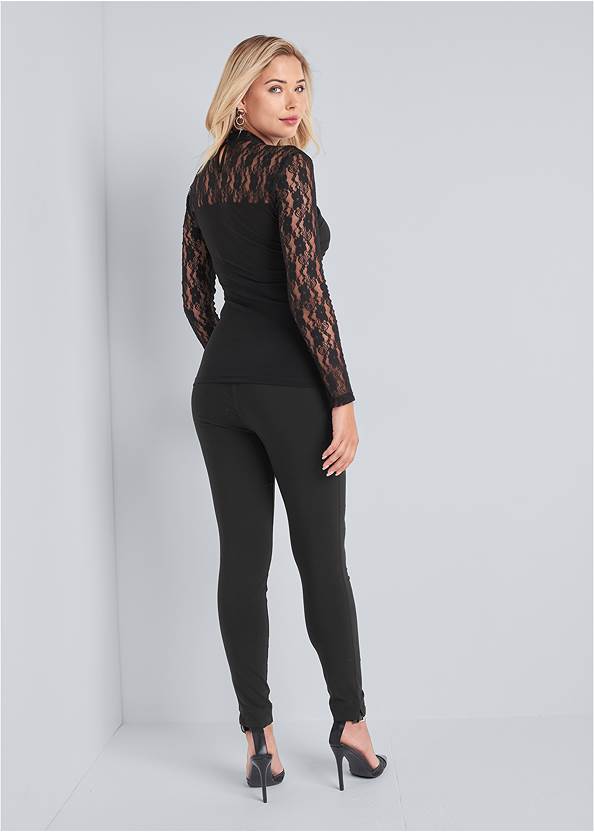 Full back view Lace Sleeve Surplice Top