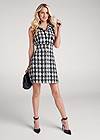 Full Front View Houndstooth A-Line Dress