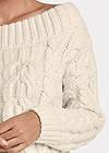 Detail front view Boatneck Cable Knit Sweater