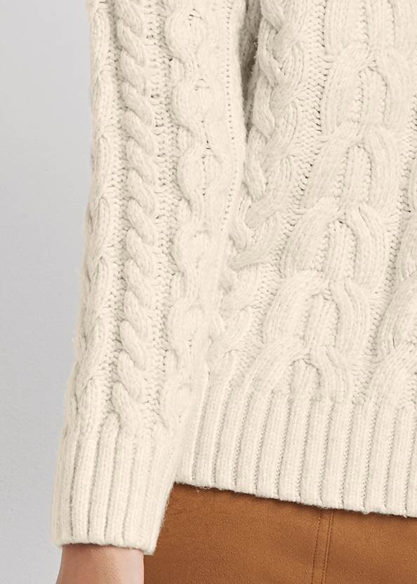 Detail back view Boatneck Cable Knit Sweater