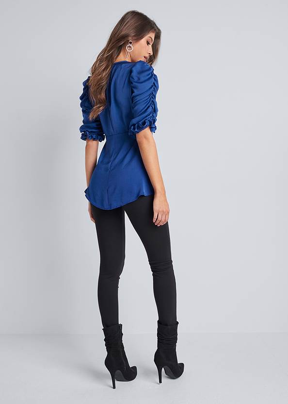 Full back view Satin Puff Sleeve Blouse
