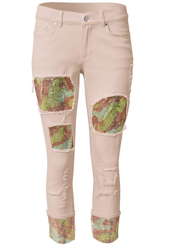 Alternate View Cropped Sequin Camo Jeans