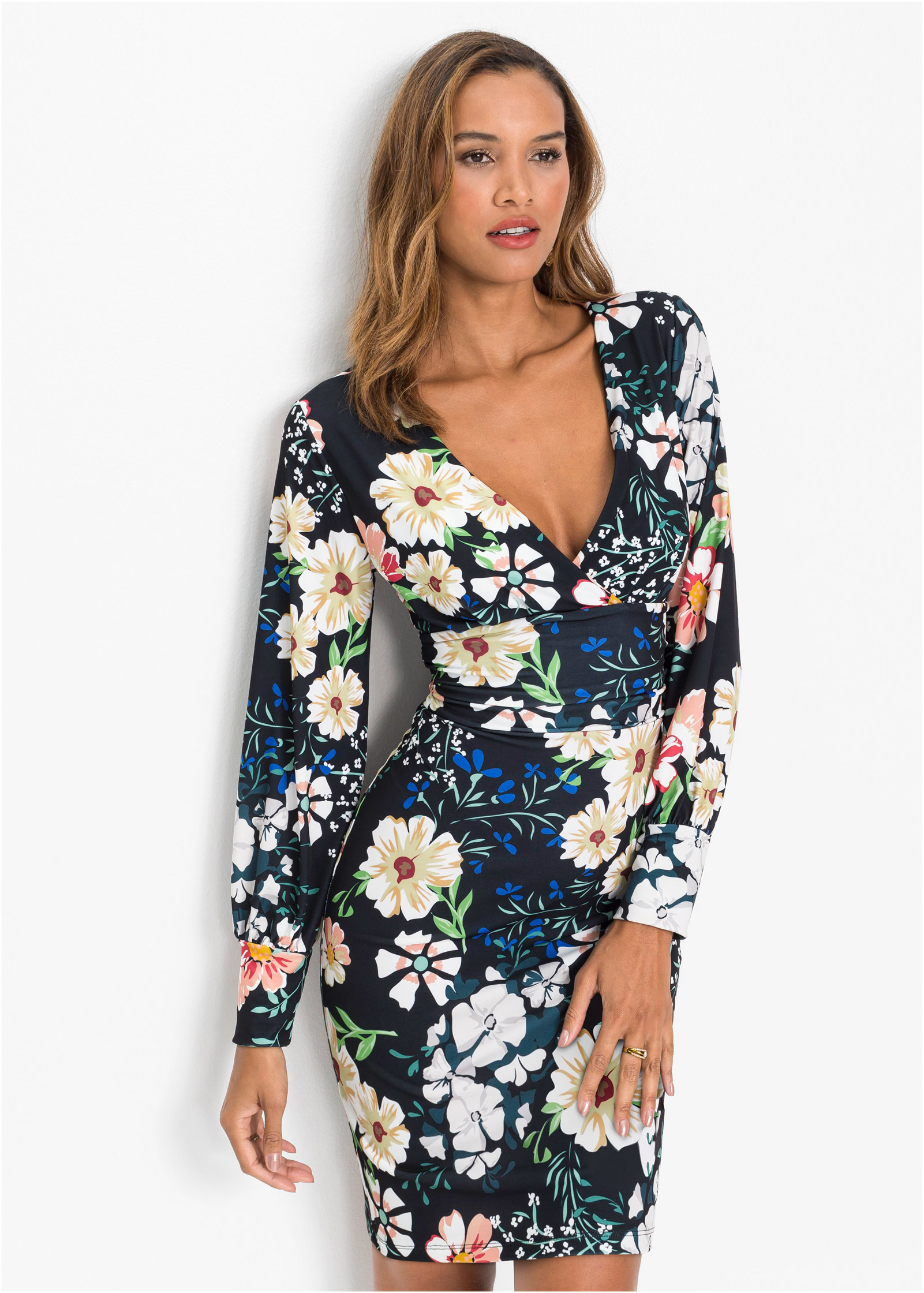 Black floral outlet bodycon dress