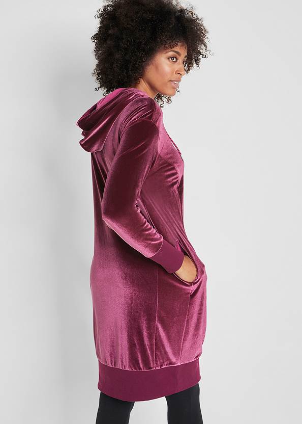 VELVET LOUNGE DRESS in Berry