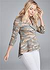 Front View Camo Print High-Low Jacket