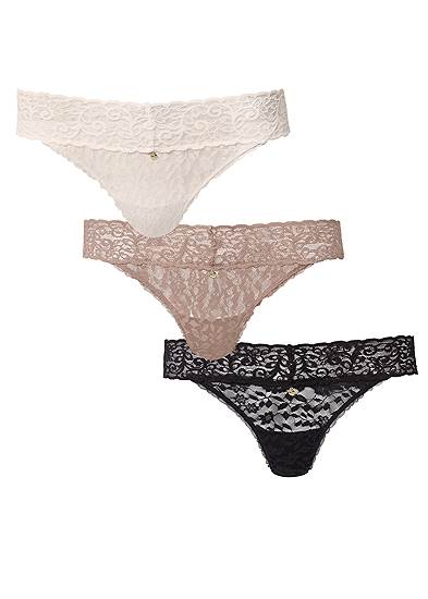 Pearl By Venus® Allover Lace Thong 3 Pack