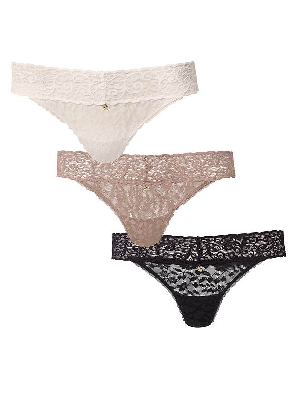 Alternate View Pearl By Venus® Allover Lace Thong 3 Pack, Any 2 For $30