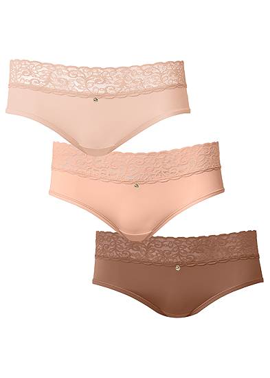 Plus Size Pearl By Venus® Lace Trim Hipster 3 Pack