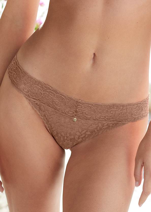 Detail front view Pearl By Venus® Allover Lace Thong 3 Pack