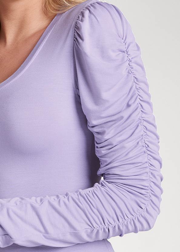 Detail front view Ruched Sleeve Top