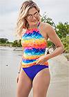 Full front view Ruched Side Halter Tankini Top