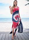Full front view Tie Dye Maxi Cover-Up Dress