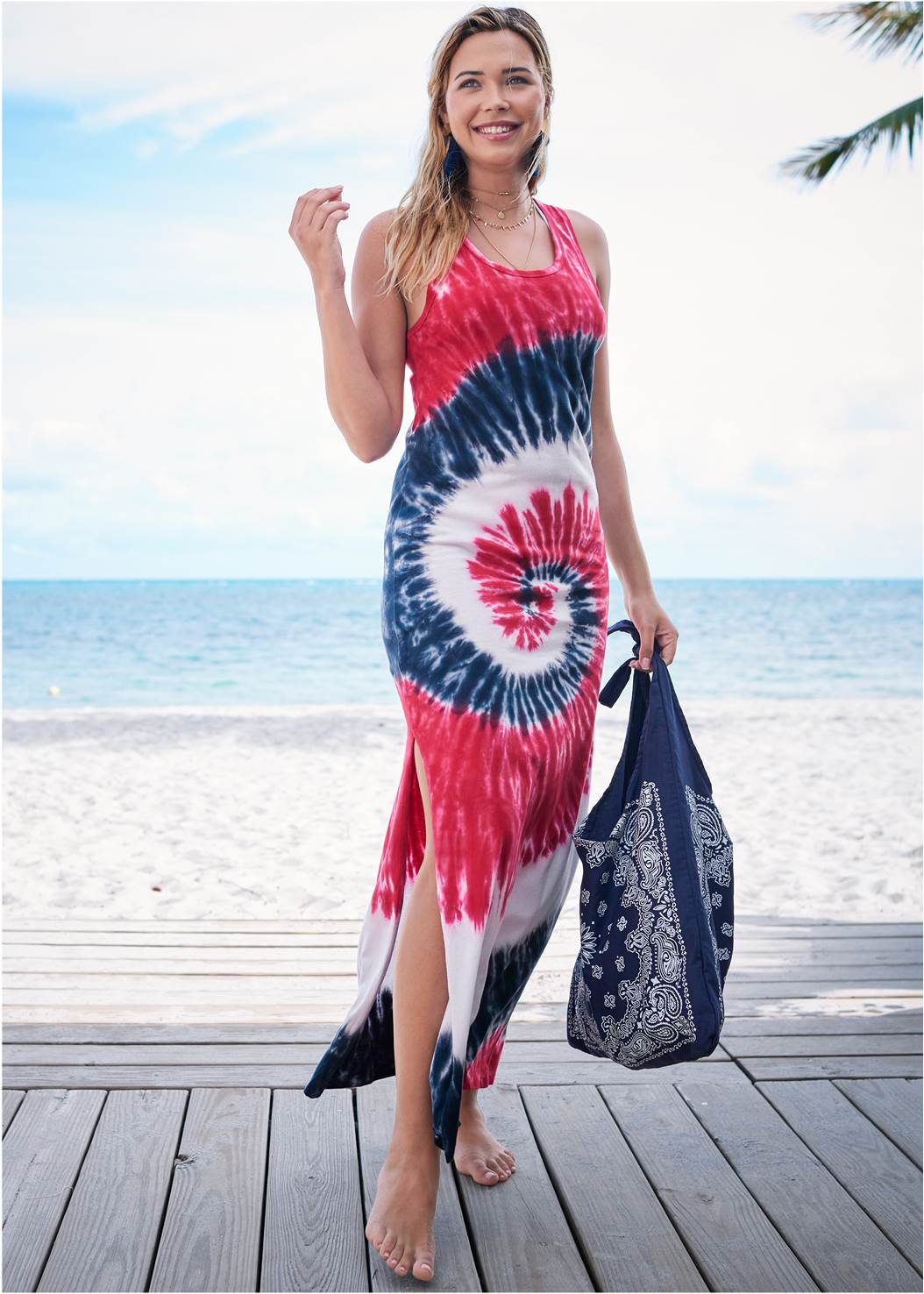 Tie Dye Maxi Cover-Up Dress in Americana | VENUS