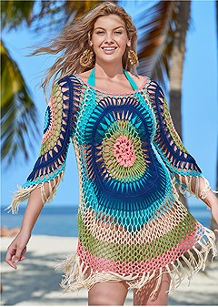 Plus Size Crochet Detail Cover-Up Cover Up | VENUS