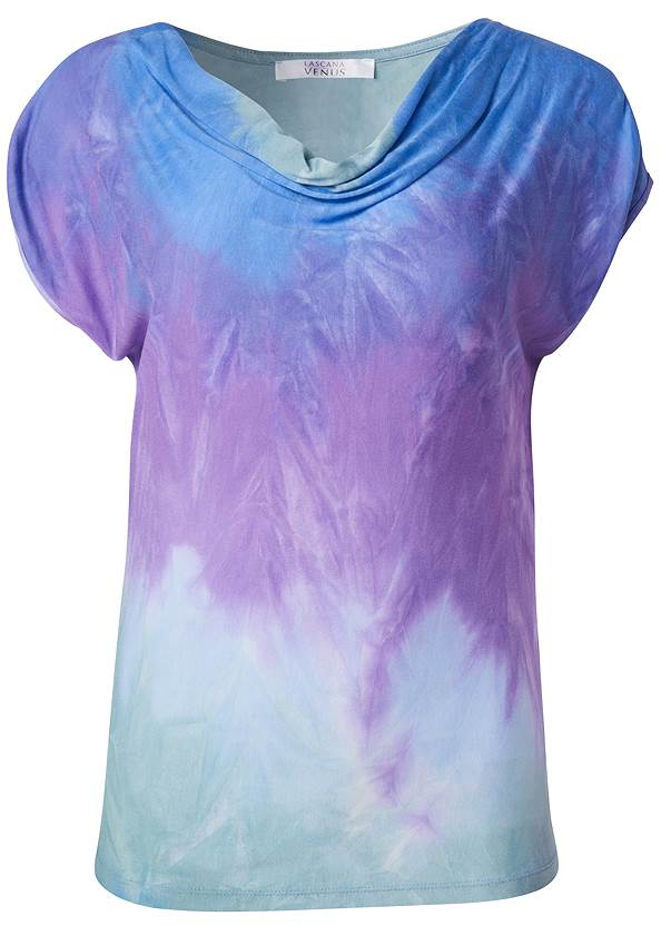 Tie Dye Cowl Neck Top in Purple Multi | VENUS