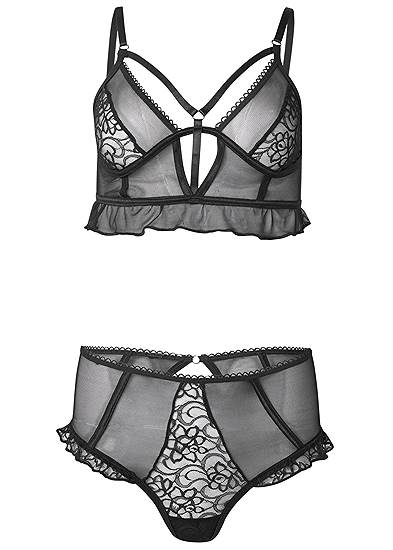 Plus Size Ruffle Bralette And Panty