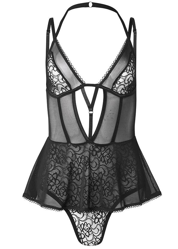 Alternate View Lace And Mesh Romper