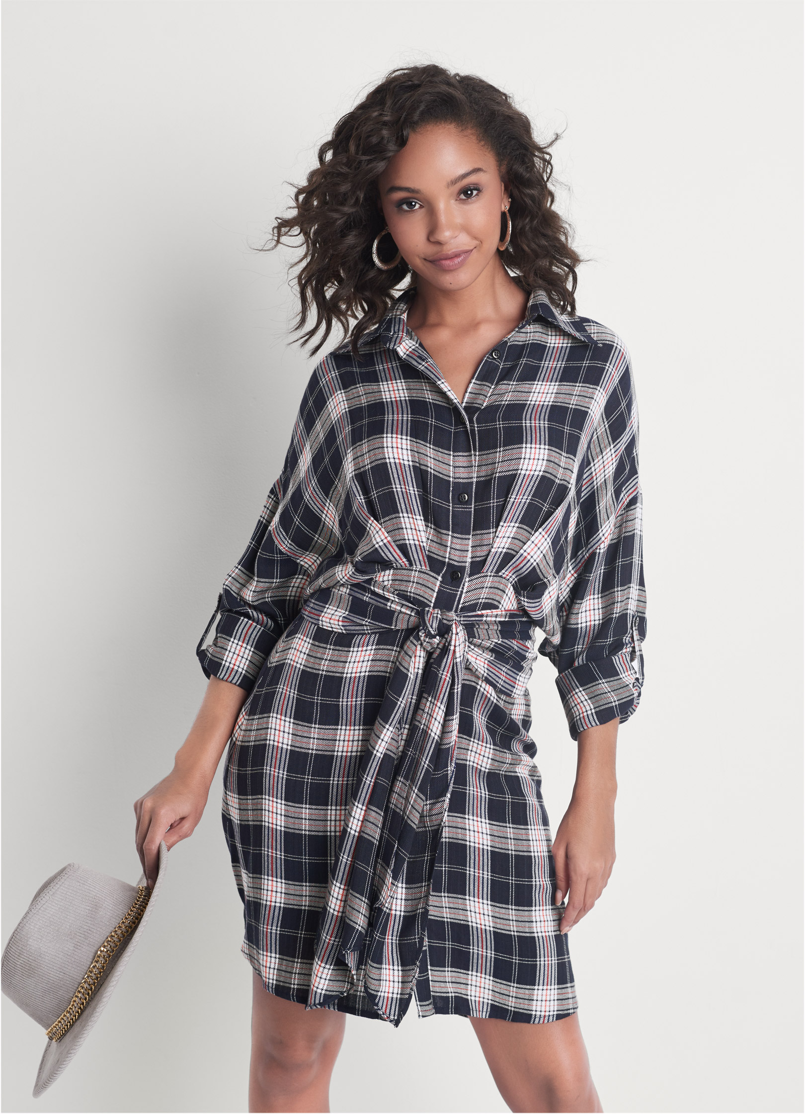 venus red plaid dress