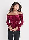 Cropped front view Off-The-Shoulder Velvet Top