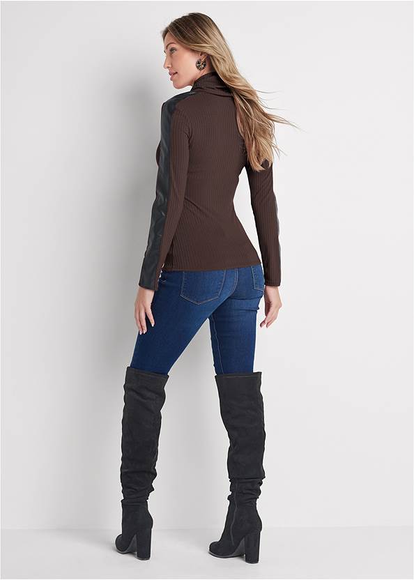 Back View Faux-Leather Ribbed Top