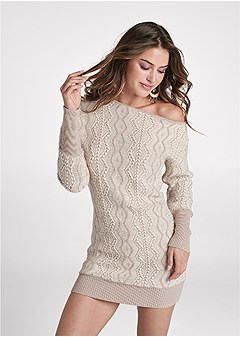 One-Shoulder Sweater Dress - Blush Multi | VENUS